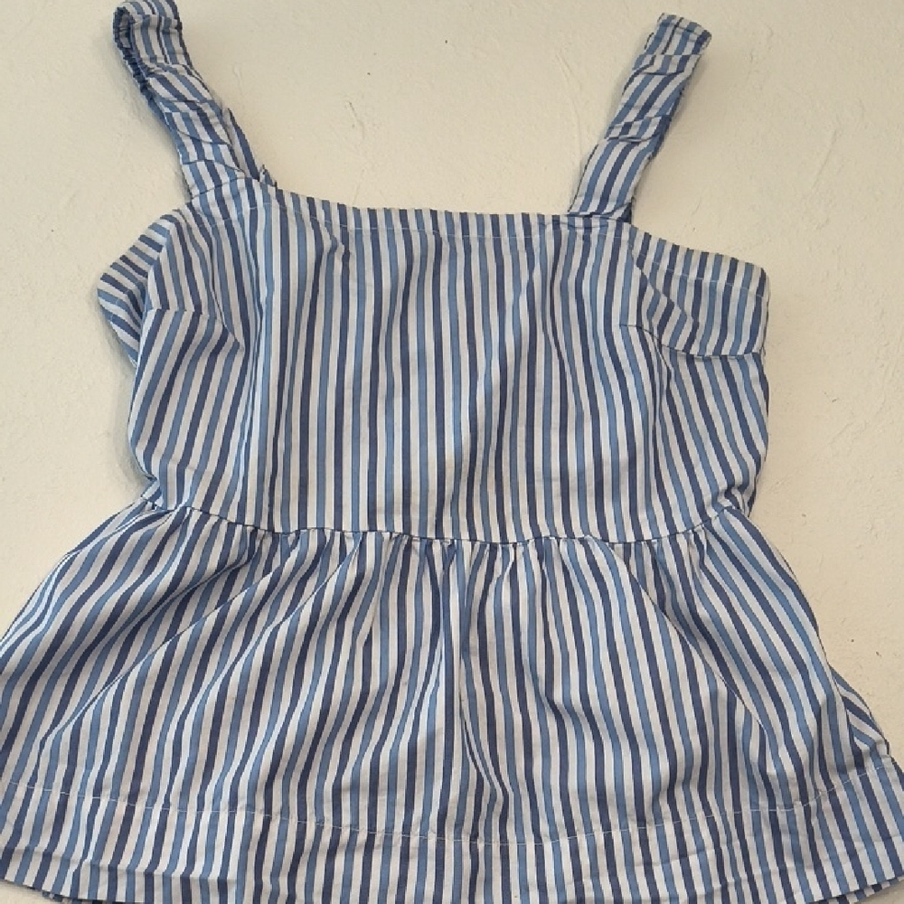 Blue and White Striped Sleeveless Top